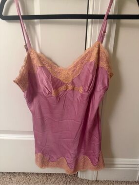 Express Mauve Satin Lace-Trim Cami